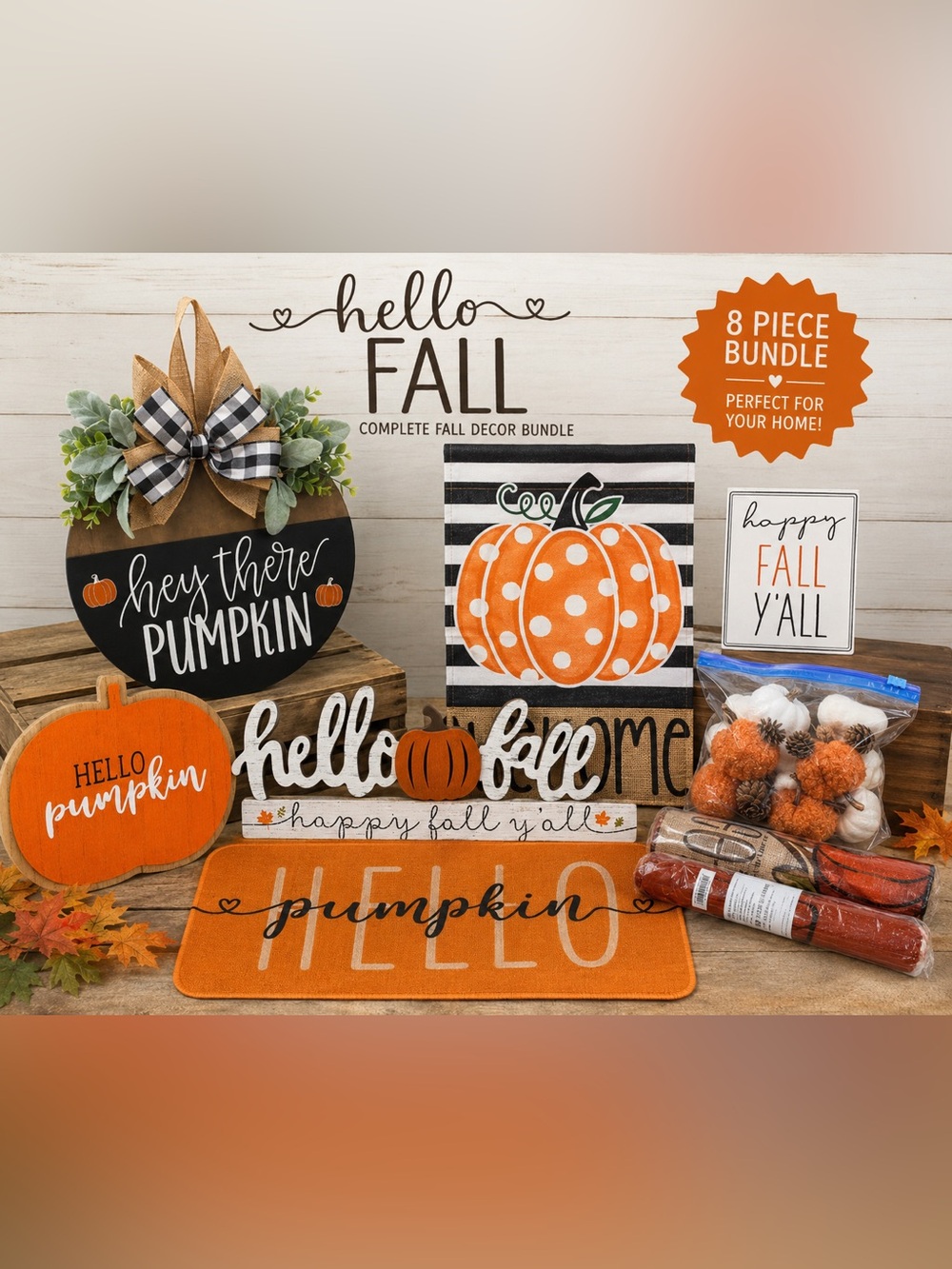 Multiples Fall Pumpkin Decor Bundle - Orange & White